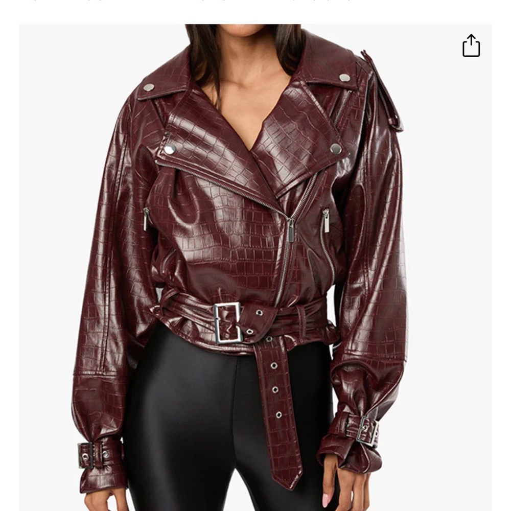 SOLD OUT EVERYWHERE Brand New With Tags Weworewhat cropped Moto leather jacket